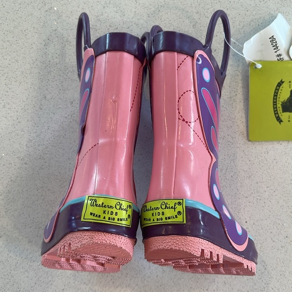 NWT Western Chief Toddler Butterfly Pink Rain Boots Size 5 - Picture 4 of 10